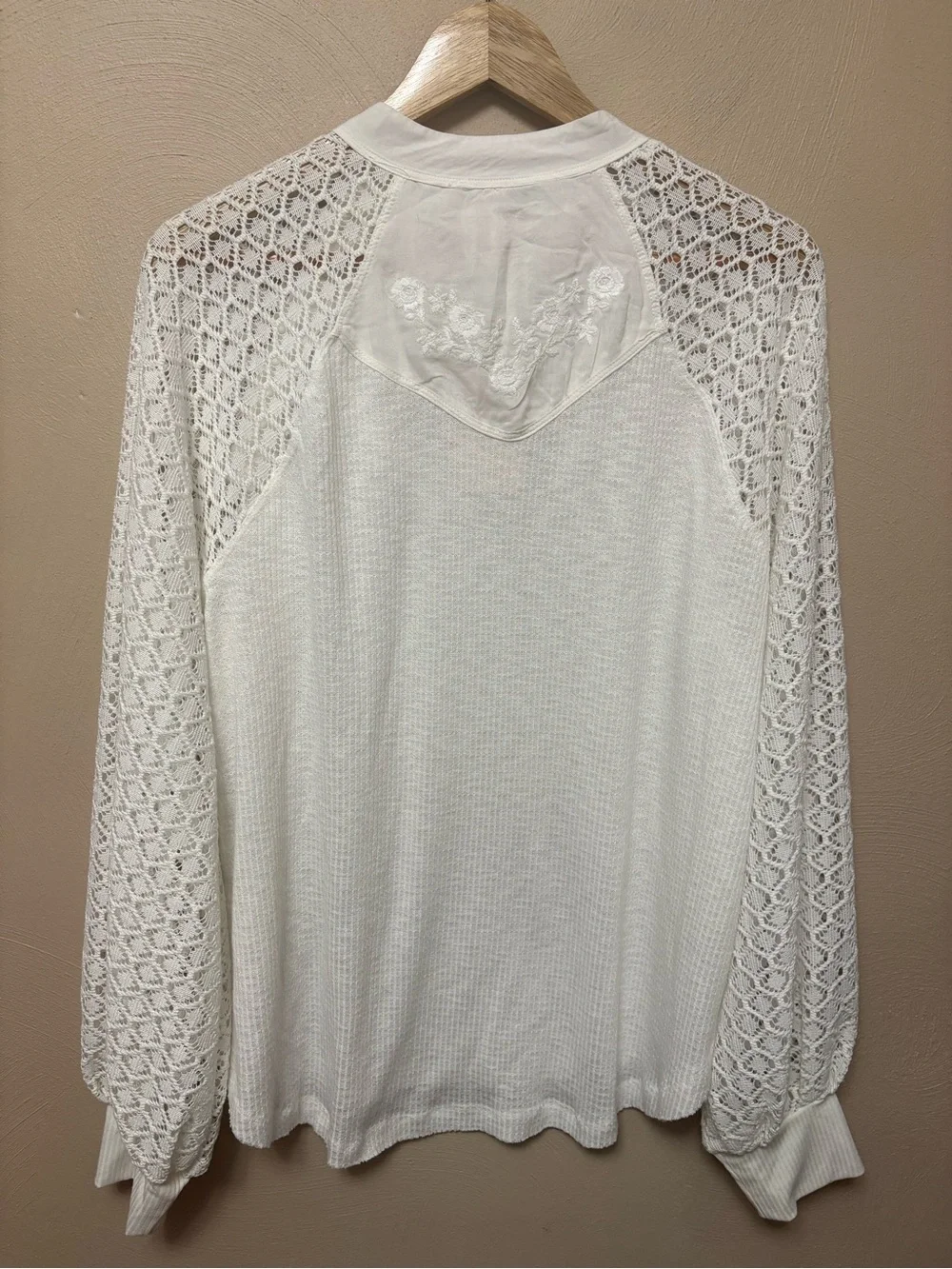 Free People Sweetest Thing Thermal Top Ivory White Size Large NWT New